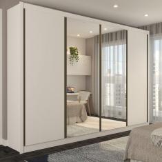 Guarda-Roupa Casal Jeremy 4 Portas 4 Gavetas com Espelho Branco - Panorama Móveis