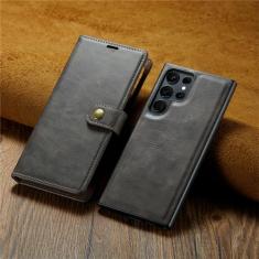 Carteira magnética de couro 2 em 1 capa de telefone para Samsung S23 S22 S21 S20 S10 Note20 10 Plus Ultra FE Capa flip destacável, cinza escuro, para S21 Plus