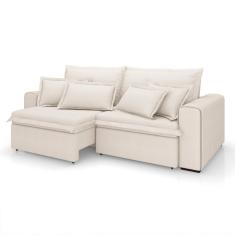 Sofá 3 Lugares Retrátil e Reclinável Cannes Linho Bouclé Cru 240 cm