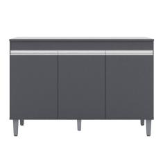 Balcão Gabinete Para Pia 120cm 3 Portas Com Tampo Manu Cinza - Ajl Móveis
