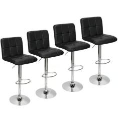 Kit Com 4 Banquetas Gomos Confort , Giratoria, Com Regulagem De Altura Preta