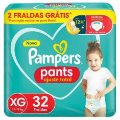 Fralda Pampers Pants Ajuste Total Tamanho XG com 32 Fraldas Descartáve