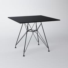 Mesa Eiffel Quadrada 90Cm Tampo De Madeira Preto Com Base De Ferro Preto Cor: Preto