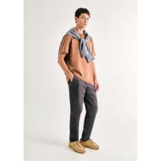 Calça Básica Masculina Chino Slim Em Sarja Com Elastano-Masculino