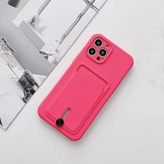 Capa de telefone com slot para cartão de carteira Candy Color para iPhone 12 11 Pro Max Mini 8 7 Plus Xr X Xs Max SE 2020 Capa de Silicone, Rosa, Para iPhone 12