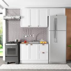 Cozinha Modulada 3 Peças 6 Portas 2 Gavetas com Balcão para Pia Unna Branco