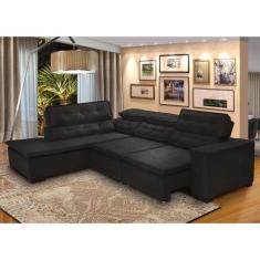Sofá 5 Lugares Canto 2,80x2,20 m Sttilo Retrátil e Reclinável Chaise D