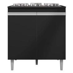 Balcão Cooktop 2 Portas Andréia Preto Fosco 1859 AJL Móveis