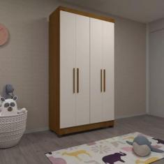 Guarda Roupa Casal 4 Portas com Pés Gênova Luciane Móveis, Freijó/Arei