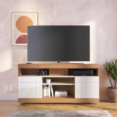 Rack para TV até 50 Polegadas 136cm 2 Portas 4 Nichos Yara Branco - Co