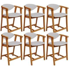 Kit 06 Banquetas Baixa Para Cozinha Sala Jantar Bancada Cecília L02 Li