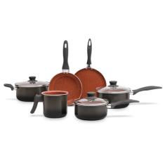 Brinox - Jogo de Panelas Antiaderente Ceramic Life 6 Peças Easy - Carbono