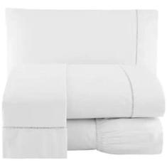 Jogo De Lençol 400 Fios Queen 4 Peças Branco