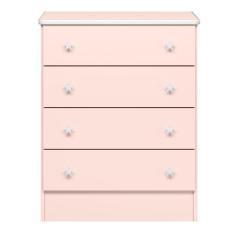 Cômoda Infantil Com 4 Gavetas Doce Sonho Rosa - Qmovi