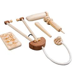 OllyToys Kit Médico Faz de Conta em Madeira - F052 - 5 itens - Criança