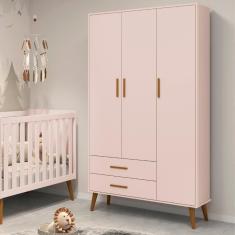 Guarda Roupa Infantil 3 Portas Isis Rosa