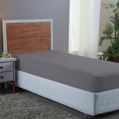 Lençol Solteiro com Elástico 400 Fios Micro Percal Aveludado Cama Box 
