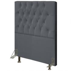Cabeceira Cama Box Solteiro 90cm Diamante D10 Suede Cinza