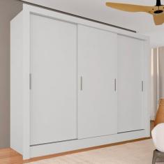 Guarda Roupa Casal 3 Portas De Correr 4 Gavetas Aghata Branco - Ma Branco