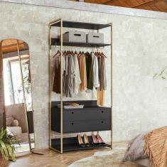 Guarda-Roupa Closet Industrial Olivar com Cabideiro 2 Gavetas 89cm - P