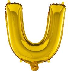 Balão Metalizado Letra U - 40Cm - Ouro - Mundo Bizarro