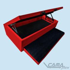 Cama Box Bau Solteiro King Com Auxiliar Semi Ortopedica Suede (0.96X2.