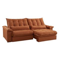Sofá 3 Lugares Retrátil e Reclinável Aruba Veludo Terracota 230 cm