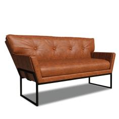 Sofá Namoradeira 2 Lug Industrial Pto Anitta Sintético PU Nozes D03 - D`Rossi