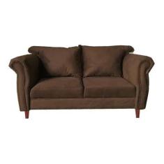 Sofá Suede Paris Luxo Chesterfield 2 Lugares Chocolate - Novo Encanto
