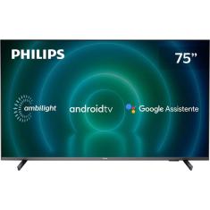 Smart TV Philips 75" Android Ambilight 4k 75PUG7906/78 Google Assistant Comando de Voz Dolby Vision Bluetooth 5.0