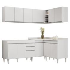 Armário De Cozinha Modulado De Canto 6 Peças Cp28 Balcão Sem Tampo Branco - Lumil