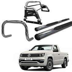Kit Quebra Mato + Estribo CHAPA +Santo An.H3 AMAROK CS CROMO