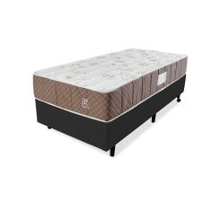 Cama Box Colchão Solteiro Molas Ensacadas + Box Microfibra Marrom 88x188x57cm - BF Colchões