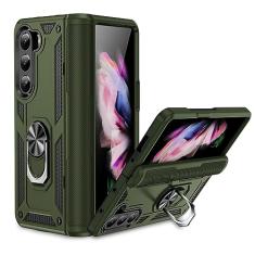 Kainevy Capa de telefone para Samsung Galaxy Z Fold 5, protetor resistente, magnética com suporte de anel, silicone de grau militar à prova de choque, verde exército