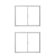 Kit com 2 Janelas de Alumínio de Correr 100x100cm Vidro Liso Linha Soft Mgm Branco