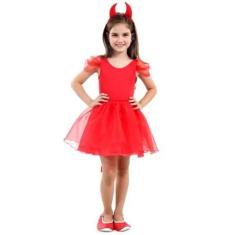 Fantasia Infantil Diabinha Vestido P com Tiara Sulamericana