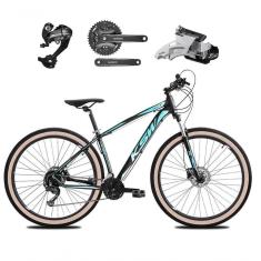 Bicicleta Aro 29 Ksw Xlt 27v Câmbios Shimano Altus Freios Hidráulicos Garfo Trava Pneu Faixa - Preto/azul Tam.17
