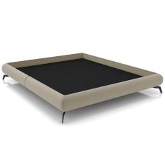Cama Casal King Pés De Ferro Estilo Industrial 210cm Otto P05 Veludo Bege