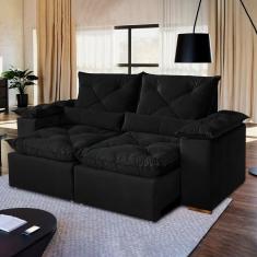 Sofá Retrátil E Reclinável 3 Lugares 230cm Londres Preto