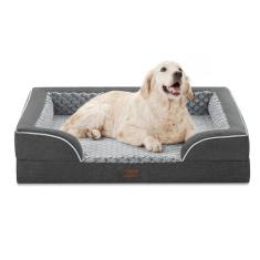 Casa Paw Camas ortopédicas para cães de tamanho extragrande, cama impermeável de espuma viscoelástica GG para animais de estimação com laterais 106 x 76 cm, antiderrapante e de espuma de ovo com capa