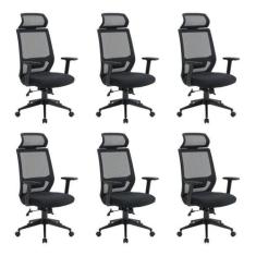Kit 6 Cadeiras Escritório Presidente Ergonômica NR17 Genebra - Espress