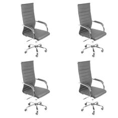 Kit 4 Cadeiras Escritório Presidente com Rodízio Esteirinha Florença 3