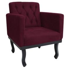 Poltrona Classic Pés Luís Xv Suede Bordô