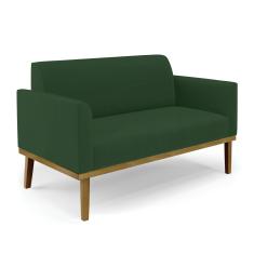 Sofá Namoradeira Base de Madeira Fixa Castanho Marisa Veludo Verde  D03 - D'Rossi