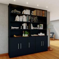 Estante de Livros Moderno MDF 191cmx210cm 5 Portas 8 Prateleiras - Fos