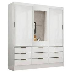 Guarda Roupa Sevilha Casal com Espelho 3 Portas 9 Gavetas Carioca Cor 