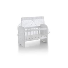 Berço Para Boneca Ninar Com Enxoval Branco - Sonno Baby