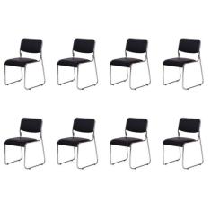 Conjunto 8 Cadeiras Para Escritório Fixa Interlocutor Dubai OR Design Preto
