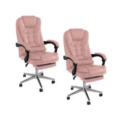 Kit 2 Cadeiras Presidente Ergonômica Apoio Para Pés