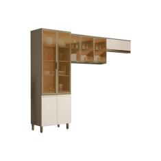 Kit De Cozinha Completa 3 Peças Connect (2 Armários + 1 Cristaleira) Cpt17 Duna/cristal - Henn